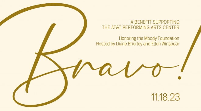 Gold text with event info